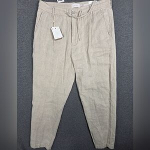 NWT Porter & Ash Men's Beige Linen Pleated Pants Lightweight Beach Prep Coastal